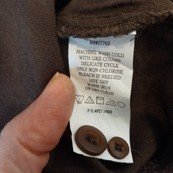 Cubavera Linen Blend Button-Up Shirt Mens XL Brown Embroidered Short Sleeve. Ple - Picture 13 of 13